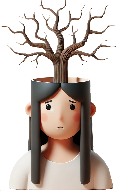 21340021 unzufrieden jung frau mit nackt wuste baume auf kopf leiden von mental psychologisch probleme verargert betont madchen kampf mit depression oder verzweiflung brauchen hilfe gesundheitspflege illustration vektor%201