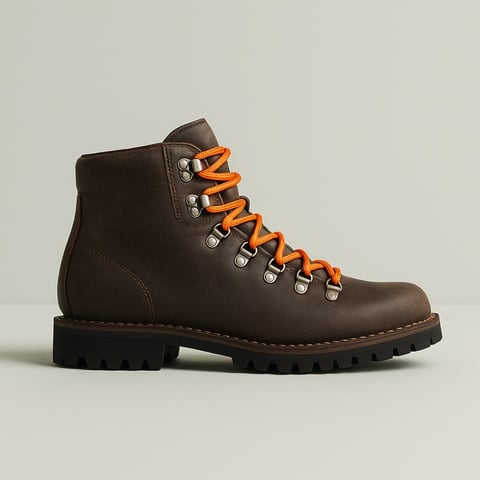 STEIN MID BOOT in brown leather with orange laces