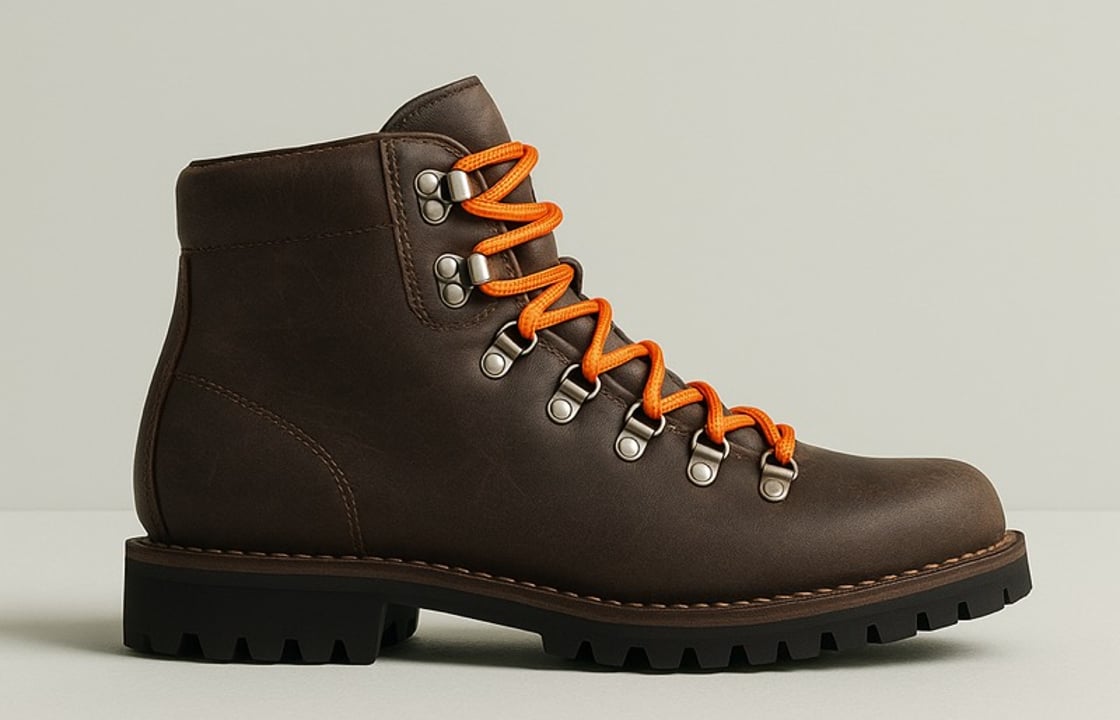 STEIN MID BOOT in brown leather with orange laces