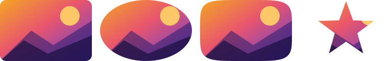One image masked as a rounded rectangle, an ellipse, a squircle and a star