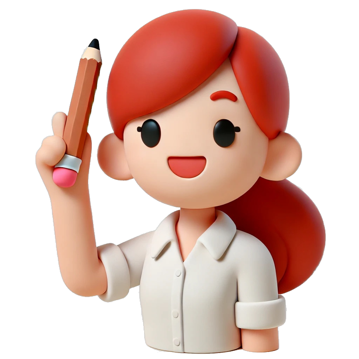 happy woman has come up with new idea and is holding up pencil to share thoughts and discuss topic png%201
